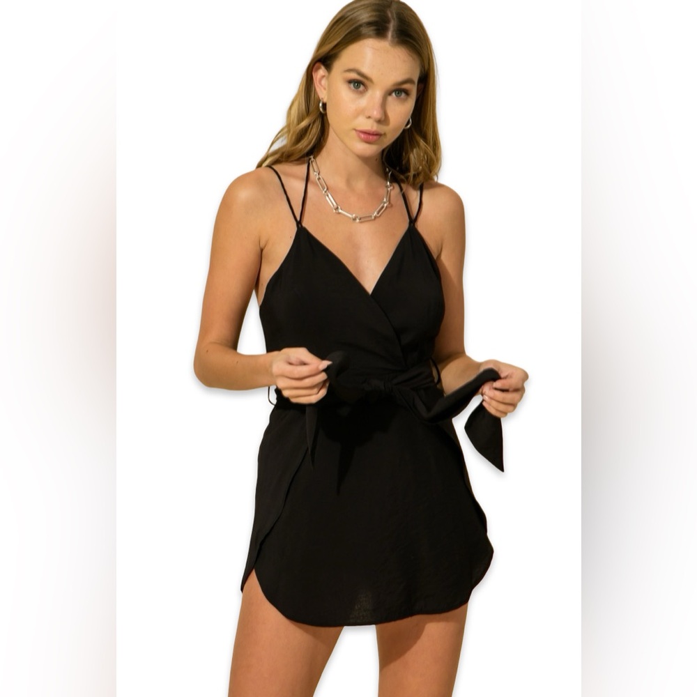 Black Wrap Mini Dress